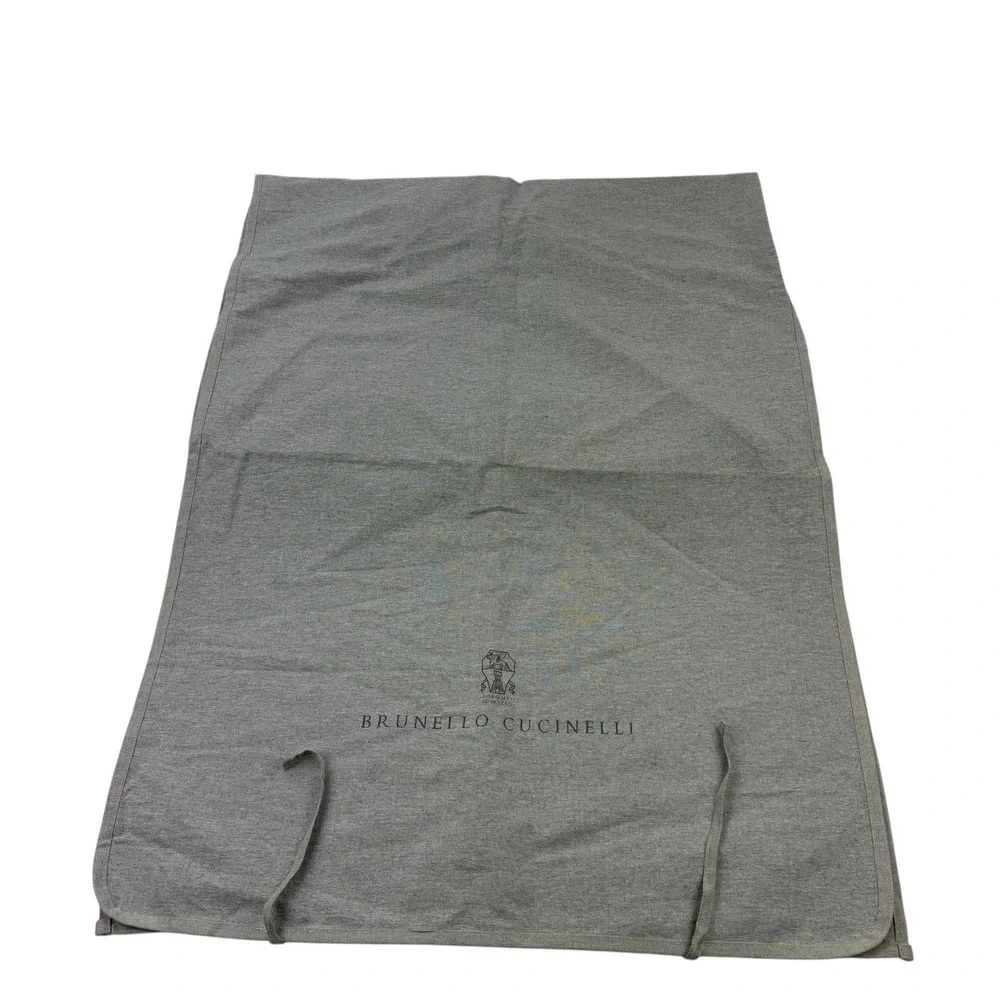 Brunello Cucinelli Gray Cotton Travel Bag Dust Cover Scarf 28x38‎ Ribbon Ties